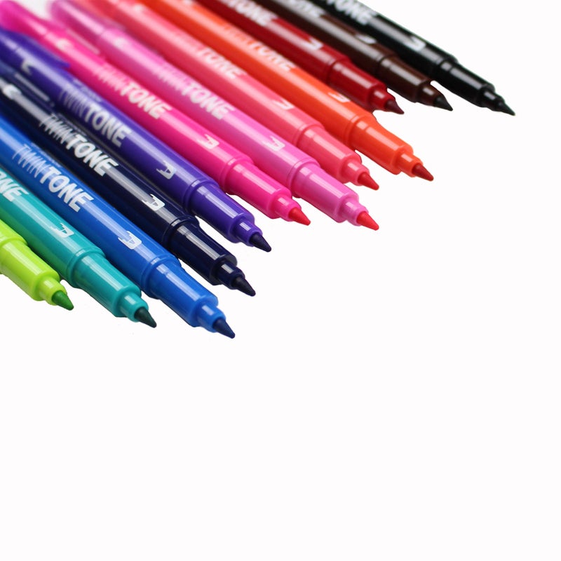 Tombow 61500 Twintone Marker Set, Bright, 12-Pack. Double-Sided Markers for Bold and Precise Writing - Image 4